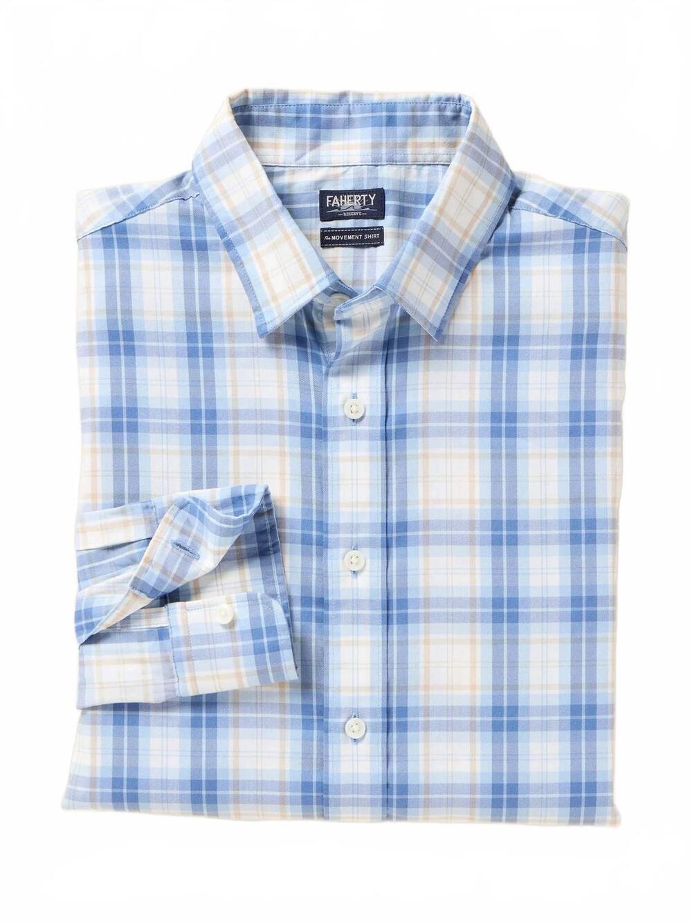 NEW FAHERTY men's the movement shirt in harbor point plaid